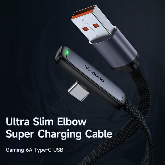 Mcdodo Right Angle USB-A to USB-C Cable - Zebra Series