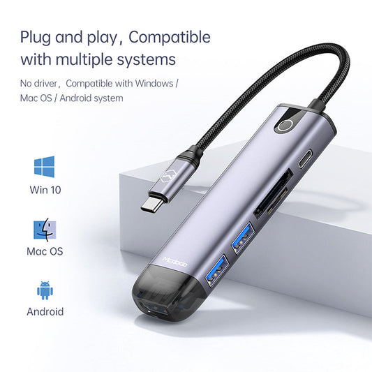 Mcdodo 6 in 1 HUB HDMI; USB-A 3.0*2; USB-C (PD 100W); SD/TF カードスロット