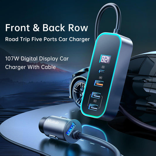 Mcdodo 107W Car Charger(Digital Display, With Extension Cord)
