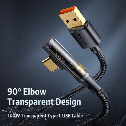 Mcdodo Right Angle USB-A to USB-C Transparent Cable - Prism Series